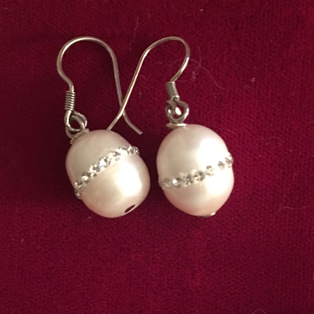 Cultured freshwater pearl 925 drop earrings - Picture 6 of 7